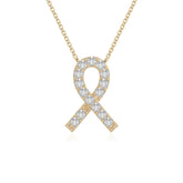 moissanite cancer ribbon necklaces in yellow gold vermeil